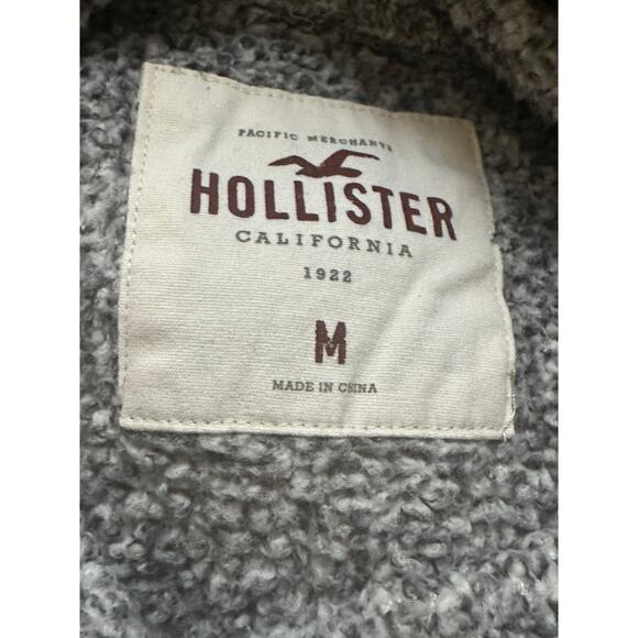 Hollister Long Sleeve Crop Turtle Neck Top Medium Gray White - Picture 4 of 4